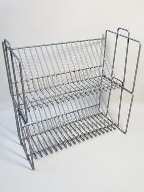 Lot of 2 Vintage Ikea VINK CD Storage Stackable Wire Rack 100.239.49 Grey Metal